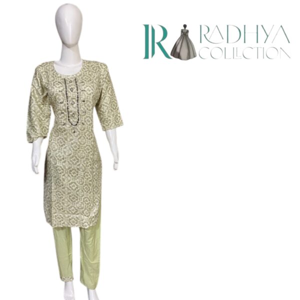 elegant mint green & ivory hand embroidered suit set (3 pc)
