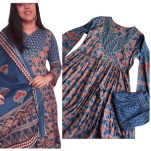 ajrak charm 3 piece suit set – timeless elegance by radhya collection