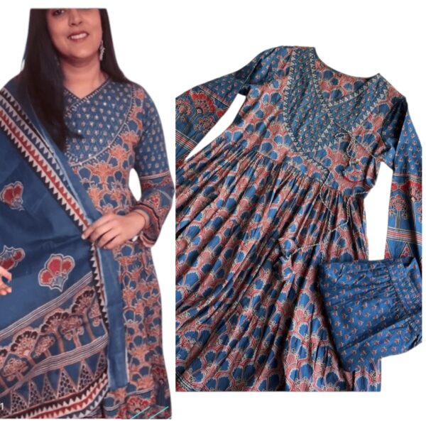 ajrak charm 3 piece suit set – timeless elegance by radhya collection
