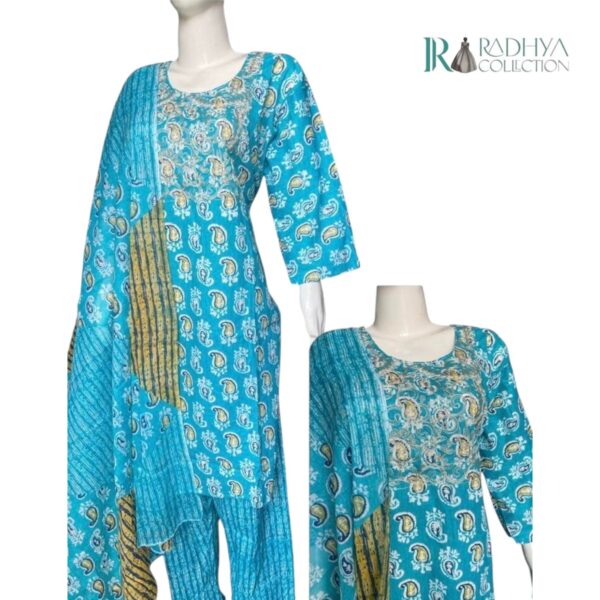 neelkamal cotton suit set – embroidered charm in indigo hues