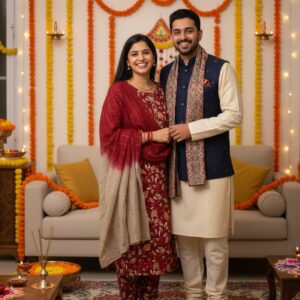 Elegant Maroon Modal Silk Suit with Handblock Print & Dupatta