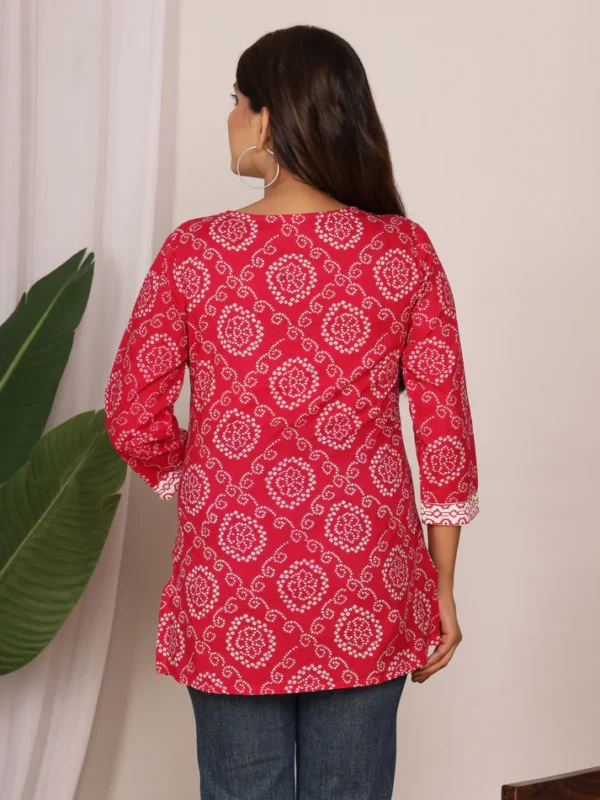 radiant pink bandhani cotton top