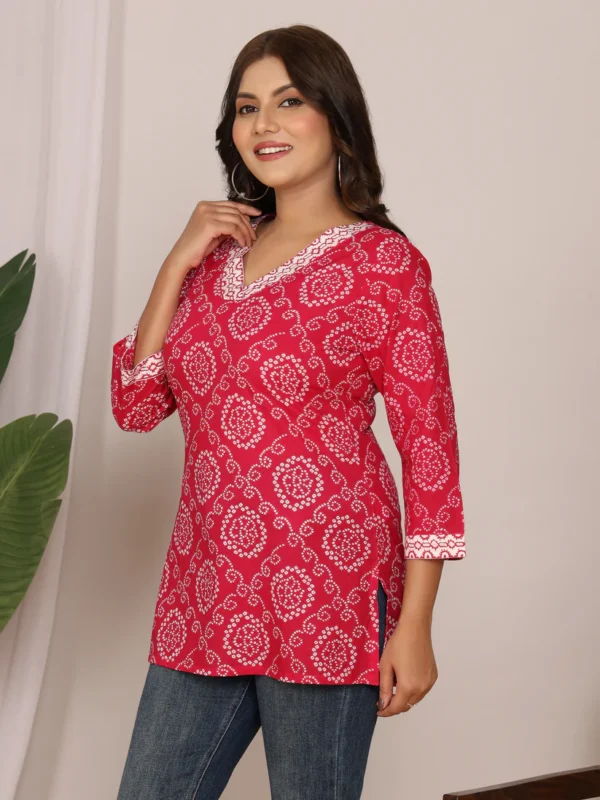 radiant pink bandhani cotton top