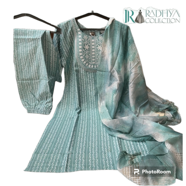 noor e saba mint green pakistani suit set – 3 piece