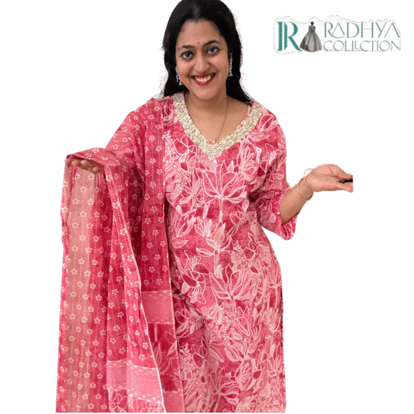 gulbahar blossom 3 piece suit set – pink elegance