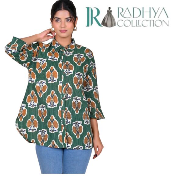 saanjh green katha shirt
