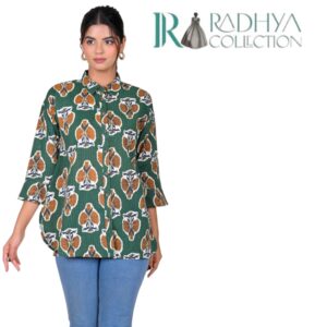 saanjh green katha shirt