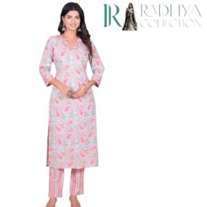 pink paisley printed cotton kurti