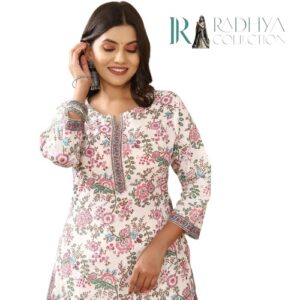white floral cotton kurti