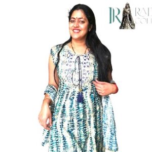 green printed embroidered sharara set