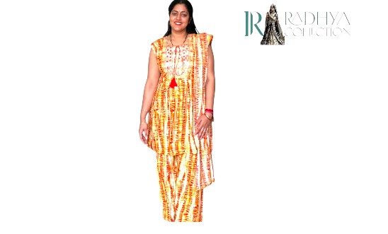 green printed embroidered sharara set