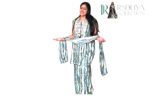 green printed embroidered sharara set