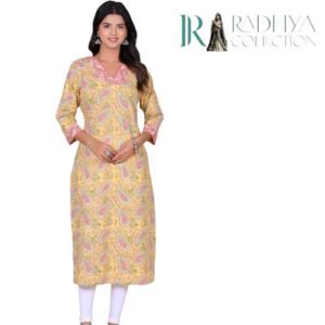 Sunny Paisley Cotton kurti- Plus Size Ethnic Wear S to 6XL