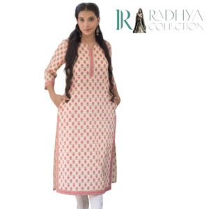 Rose Petal Handblock Cotton Kurti