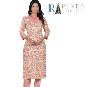 Pink Floral Printed Kurta