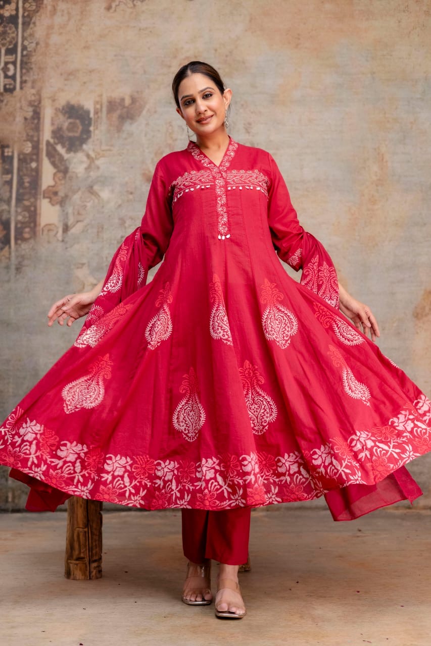 Festive Block Print Kurta Set - Image 2