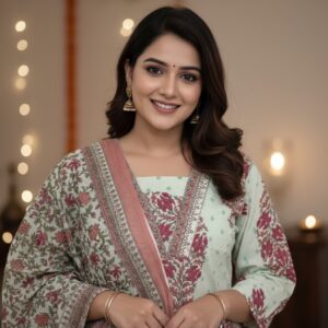 Elegant Sanganeri Printed Kurta Set”