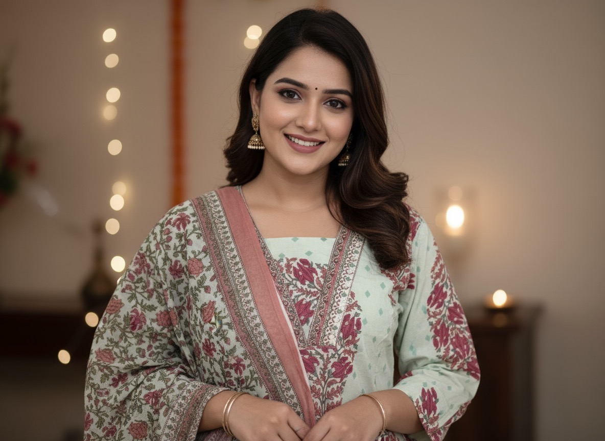 Elegant Sanganeri Printed Kurta Set”