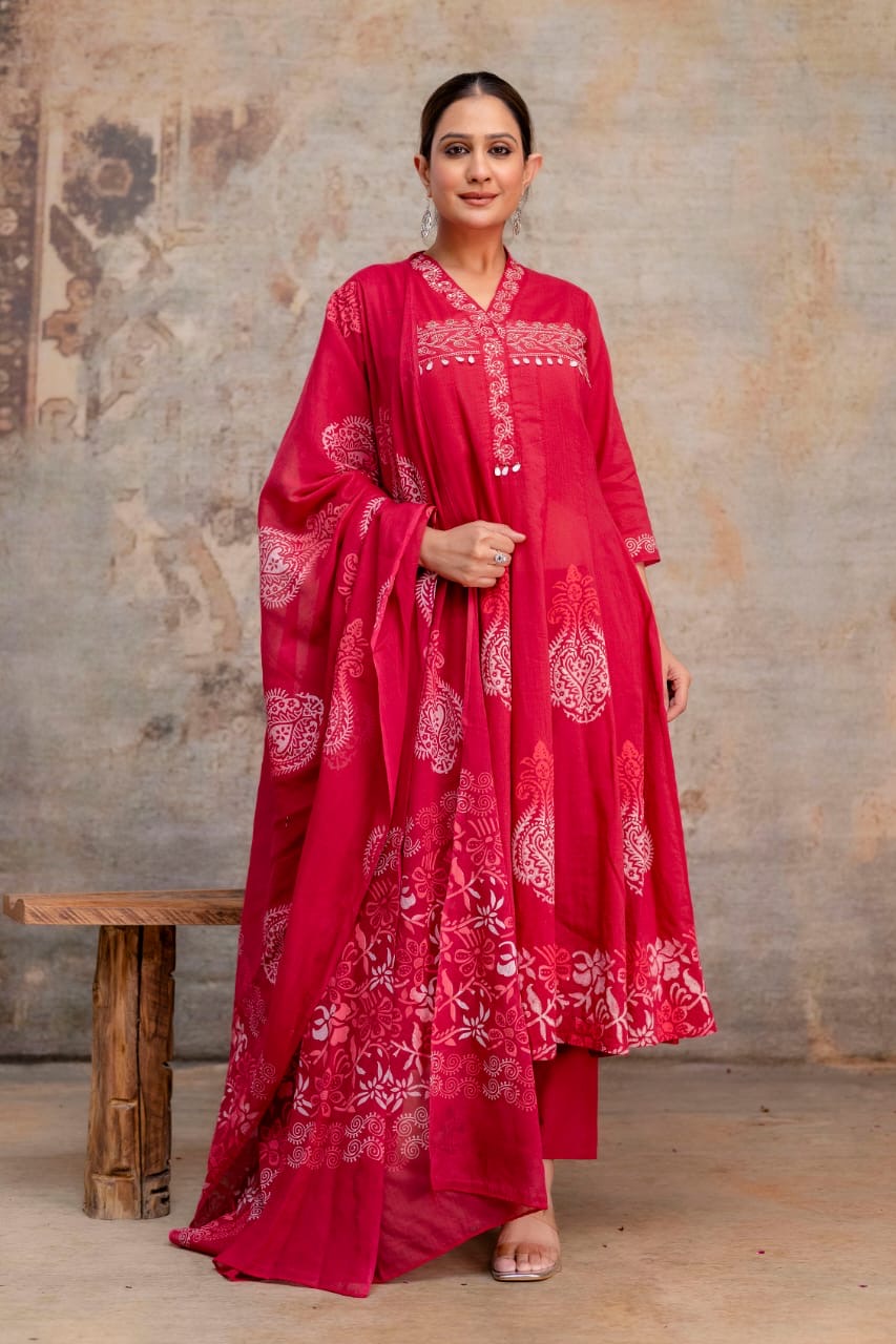 Festive Block Print Kurta Set - Image 3